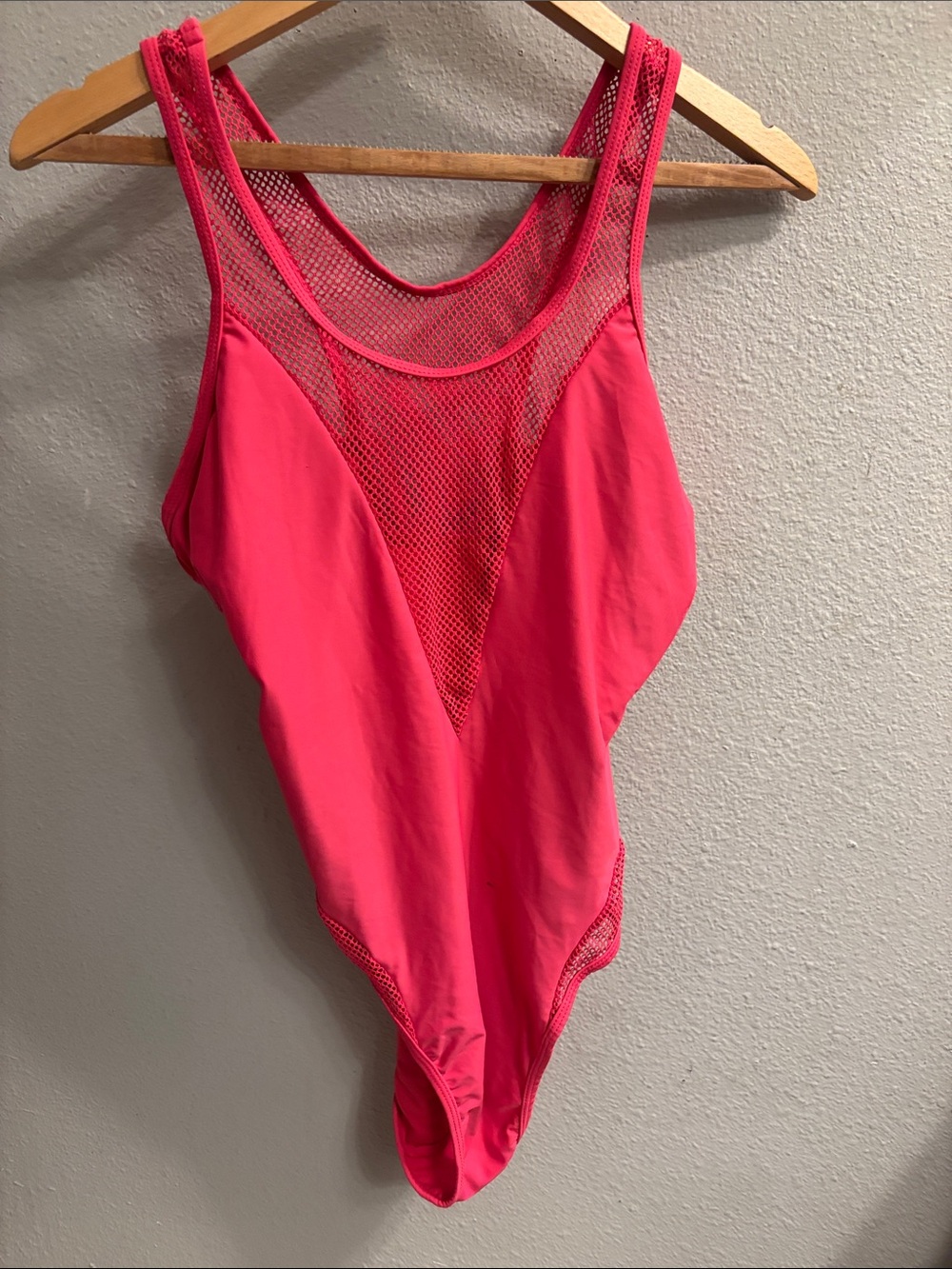 YMI Hot Pink Mesh One-Piece Swimsuit